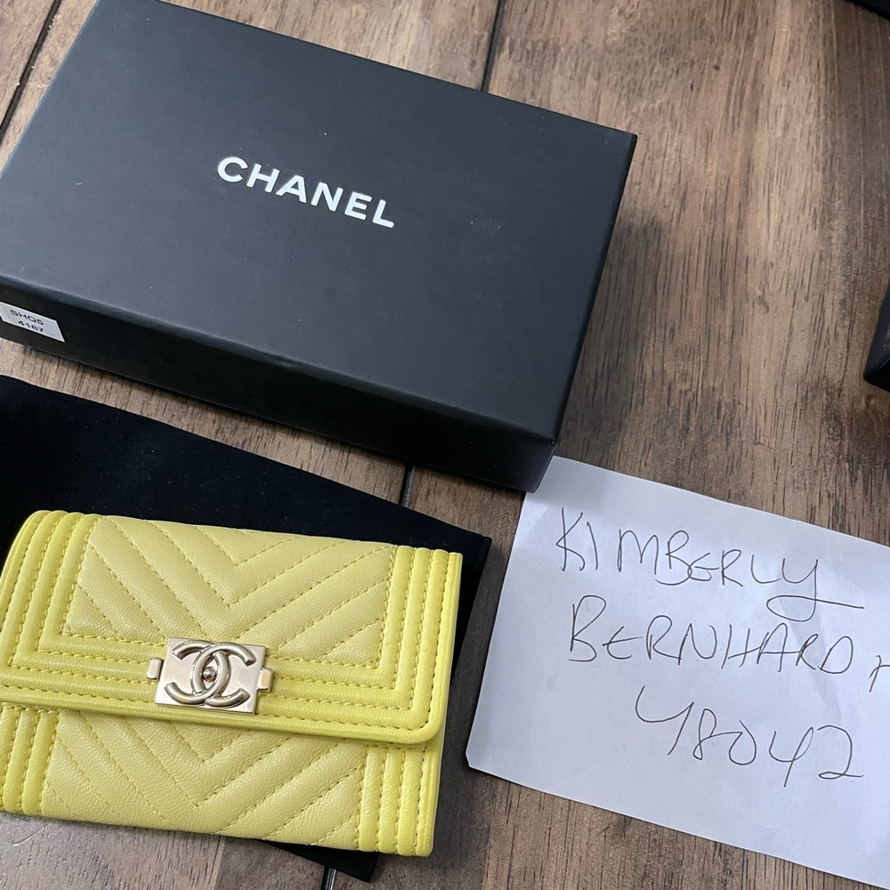 Chanel Micro Chevron Boy flap cardholder